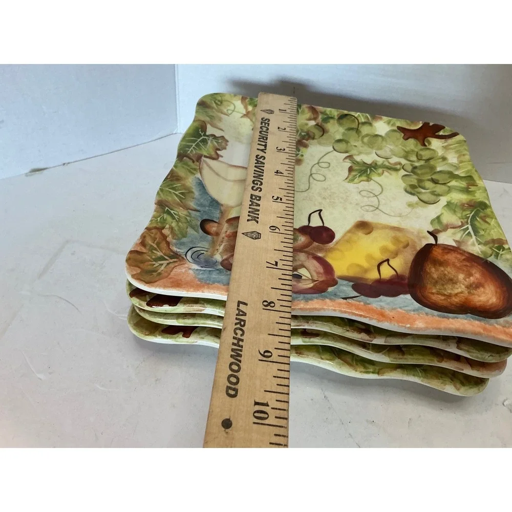 Nantucket Home Salad Plates Set of 4 Fruit Wine Cheese 8 inch InSquare Tusca